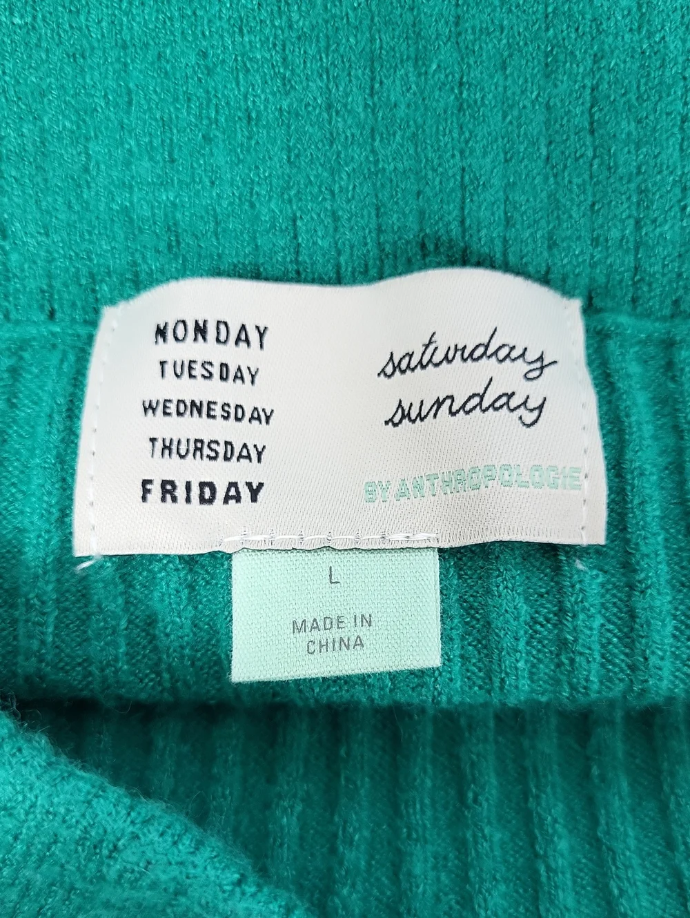 Saturday Sunday Anthropologie Teal Ribbed Knit Midi Skirt. Size L - Picture 10 of 12